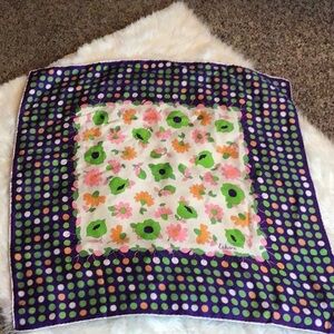 Echo silk scarf with polka dots, flowers and cherries